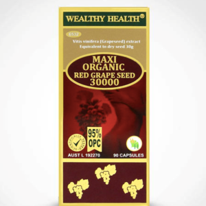 Viên Uống Tinh Chất Hạt Nho Đỏ Bổ Sung Vitamins và Chống Lão Hóa-Wealthy Health Maxi Organic Red Grape Seed 30000 90 Viên