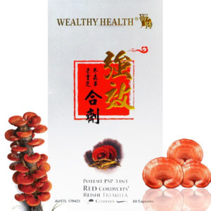 Wealthy Health Red Reishi 3 in 1 , 70 Capsules Nấm Linh Chi-Đông Trùng- Nấm Mộc